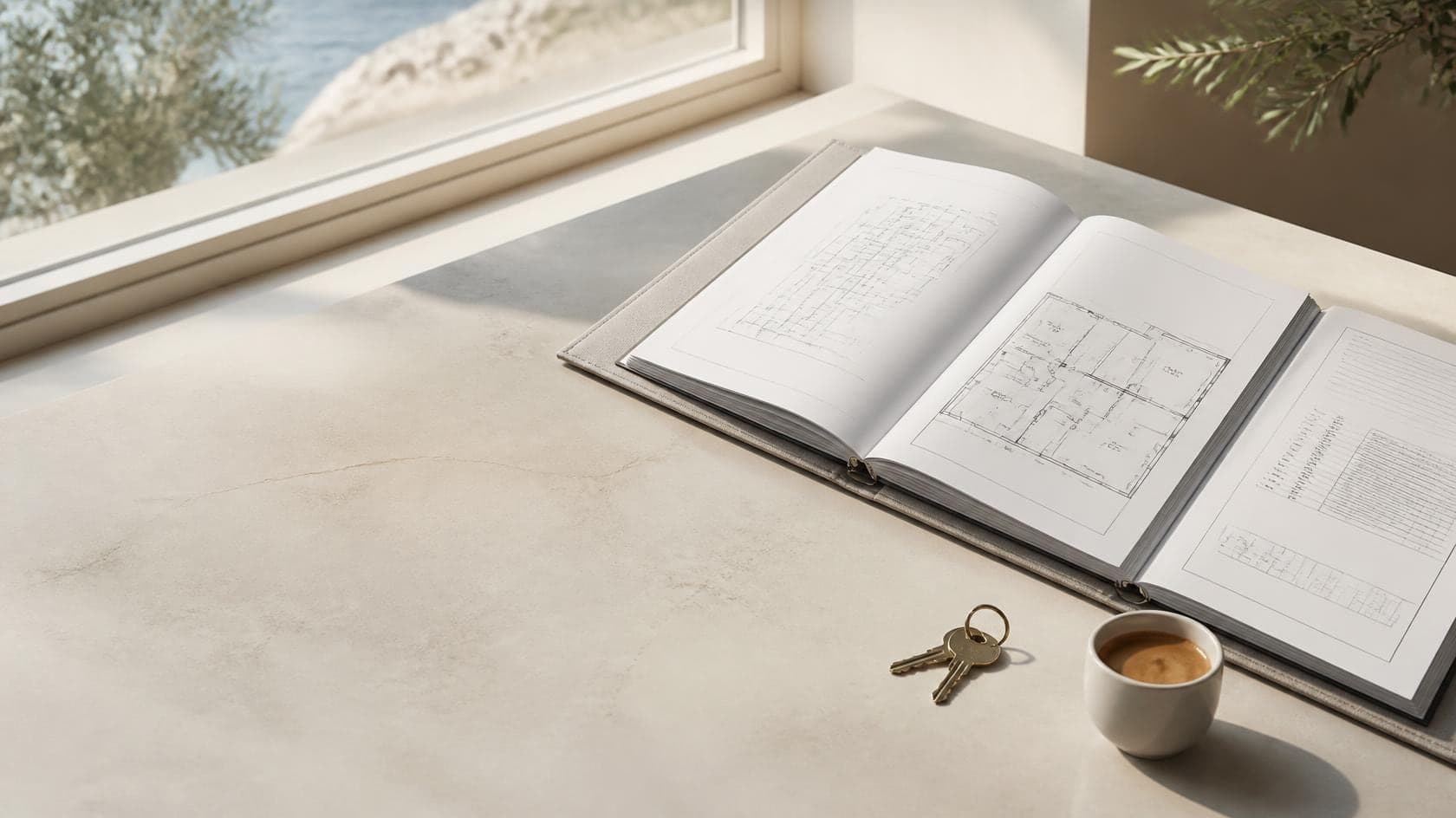 Dossier technique ouvert sur une table, plans et schémas électriques (illustration)